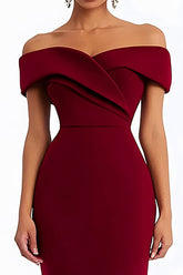 Burgunderrotes Etui Schulterfreies Langes Ballkleid